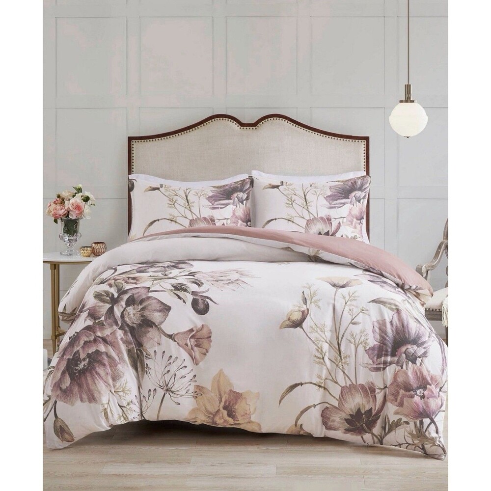 3pc Full/Queen Maddy Cotton Printed Duvet Cover Set Blush - Madison Park NEW